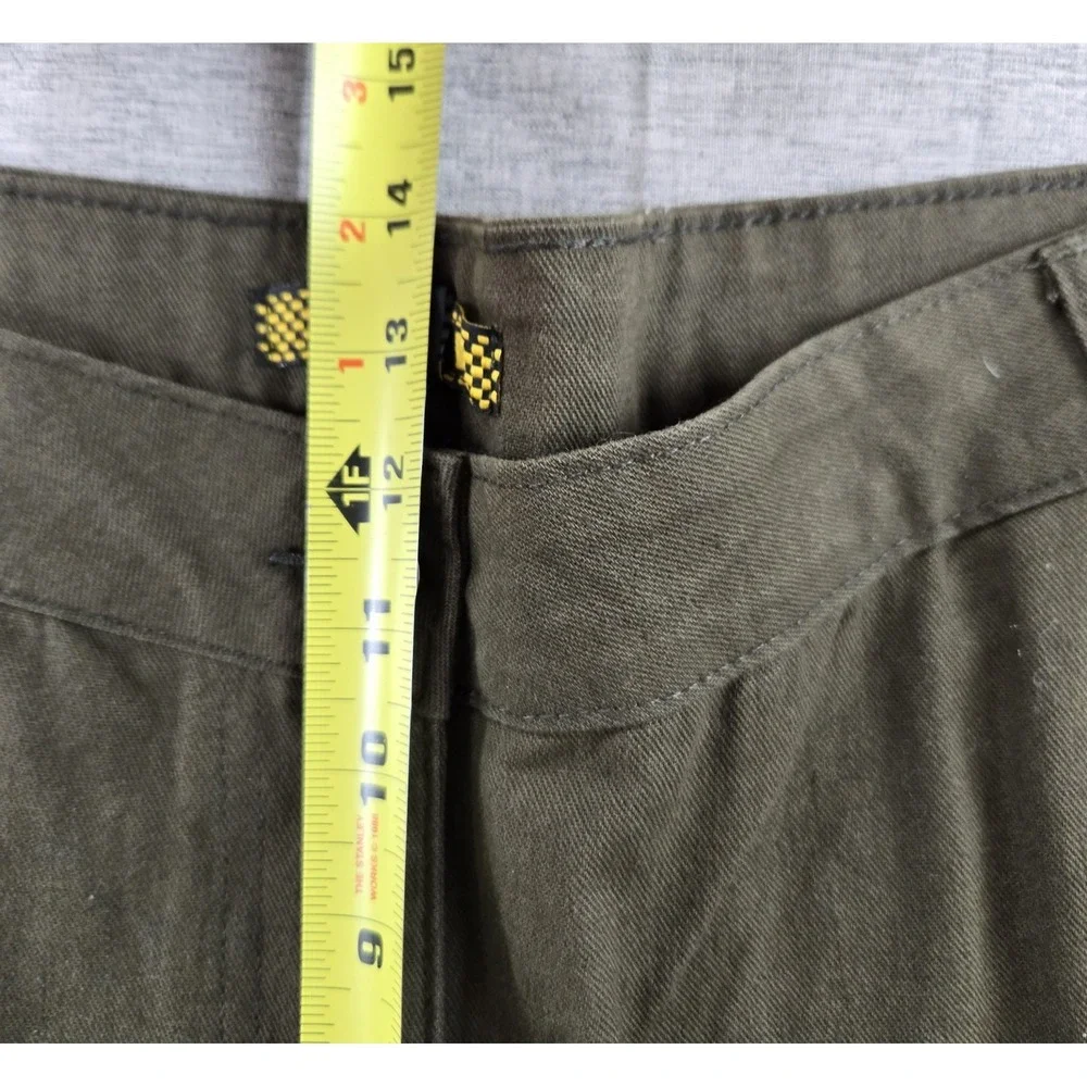 New TAXI  Women's  Cargo Pants High Rise 100% Cotton Dark Green Wide‎ Leg 2XL